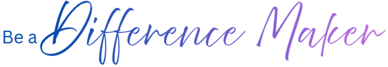 Logo text: 'Be a Difference Maker' in blue-to-purple gradient cursive script.